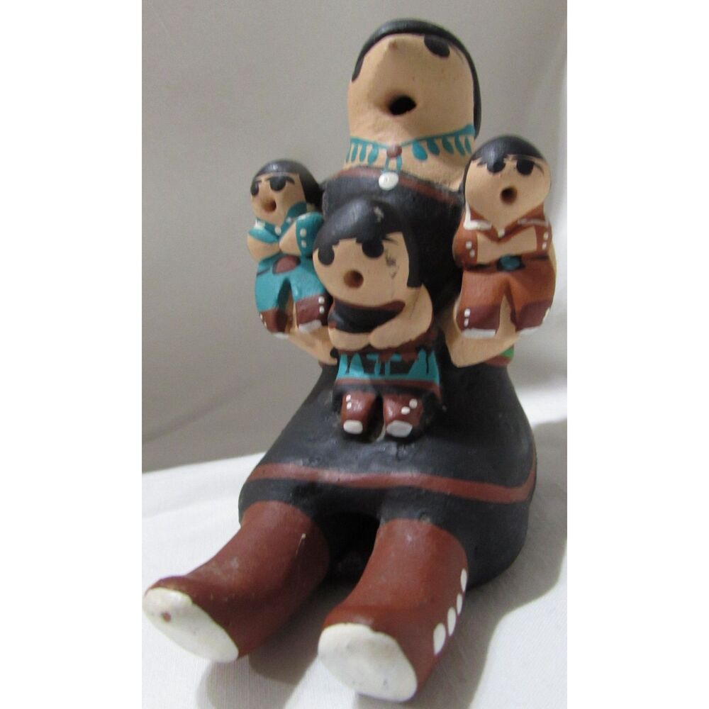 Storyteller figurine whistle signed Santo Domingo Gary Tenorio woman children